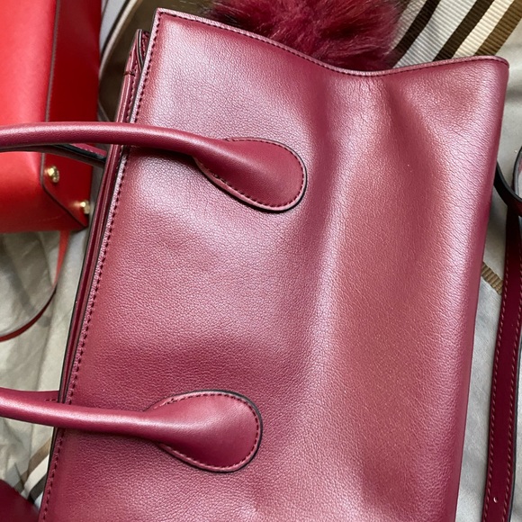 Céline Dion Octave Leather Satchel Burgundy - Picture 2 of 4